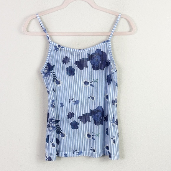 Anne Fontaine Blue Floral Sleeveless Prune Camisole Tank Top size 40 US 6-8 - Picture 7 of 8